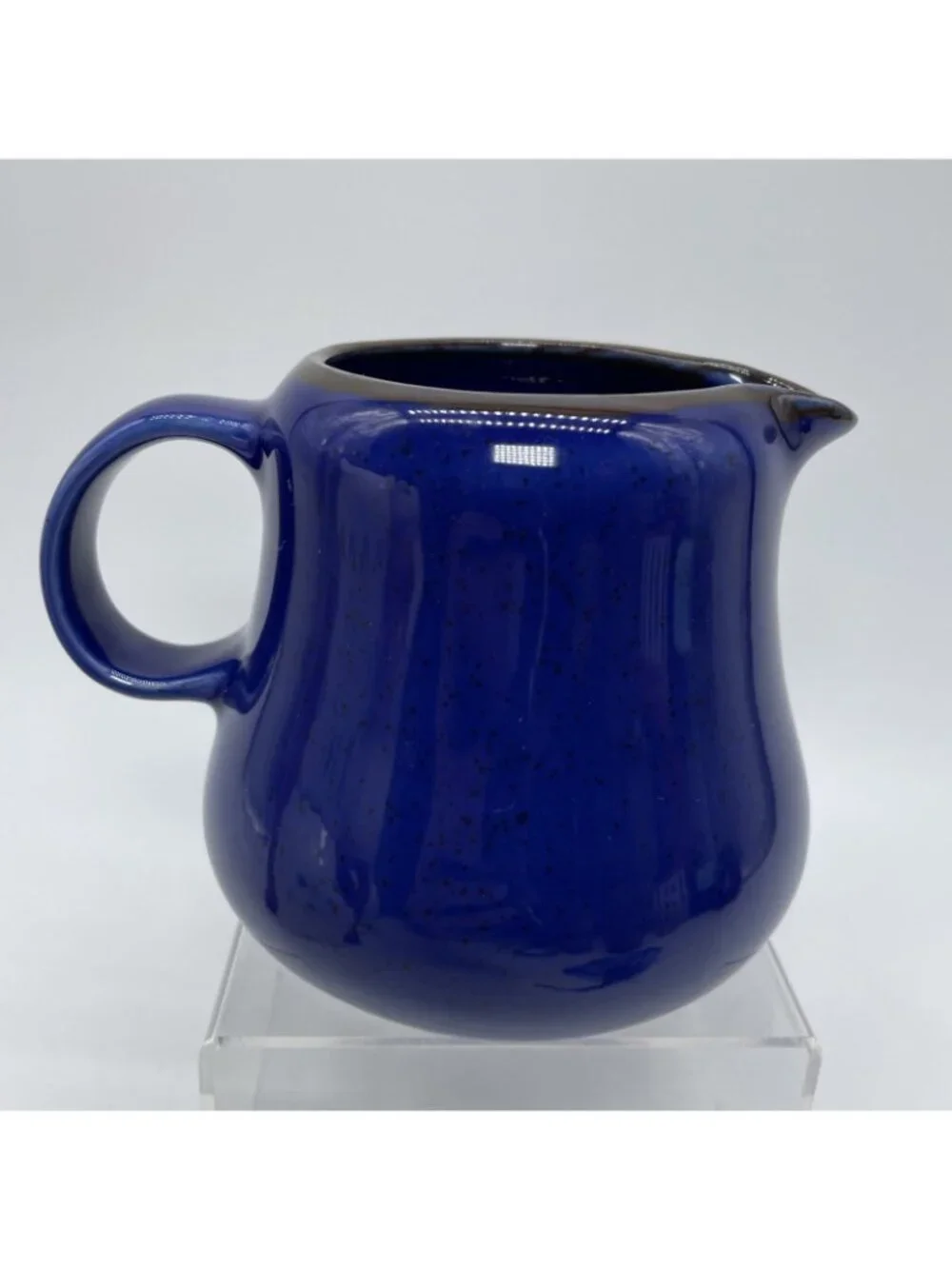 IKEA Fargrik Dark Blue Speckled Brown Rim 4” Pitcher Jug Creamer 15199